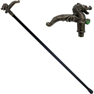 Snake eye "Dragon" Walking Cane With Sword 35" Overall
